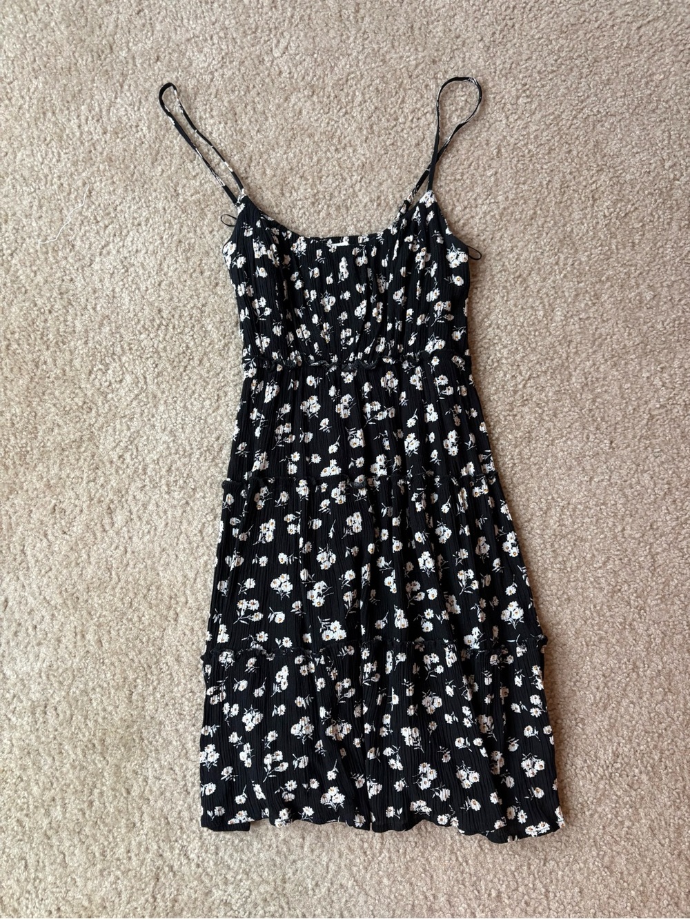 Ocean Drive Black Floral Spaghetti-Strap Mini Dress